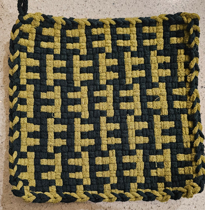 Woven green on green potholder 