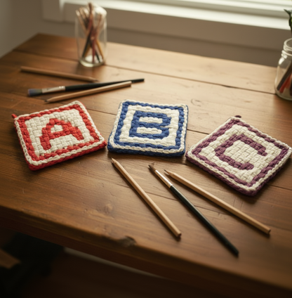 ABC Potholders with Pencils and Paintbrushes