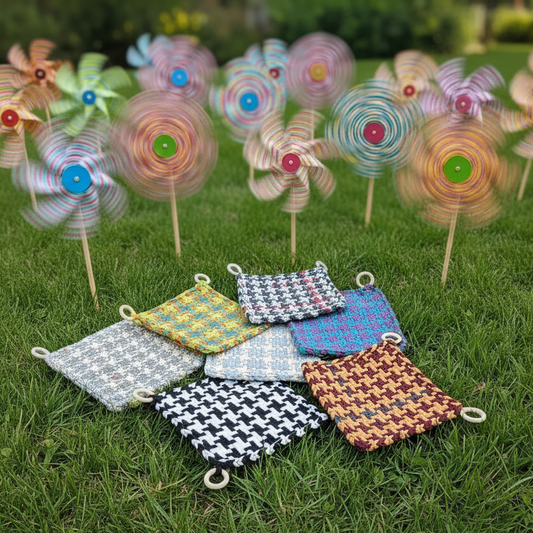 Potholders in Grass with Whirligigs